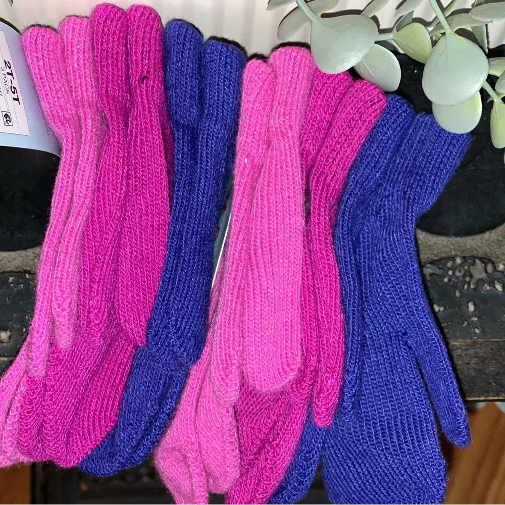 Cat & Jack Pink and Purple Kids Mittens Set of 6